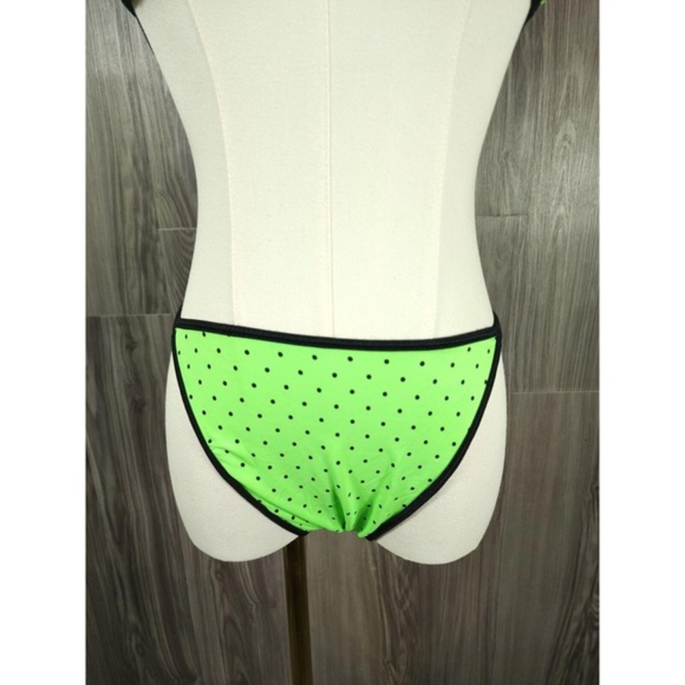 Vintage 80s Sassafras Green Polka Dot Halterneck Triangle Bikini Swimwear Size M - Picture 3 of 7